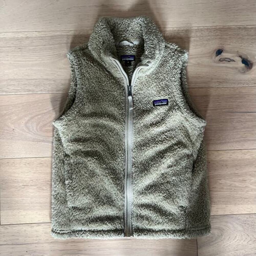 Patagonia‎ - Los Gatos Fuzzy Fleece Vest - El Cap Khaki - Girls M (10)